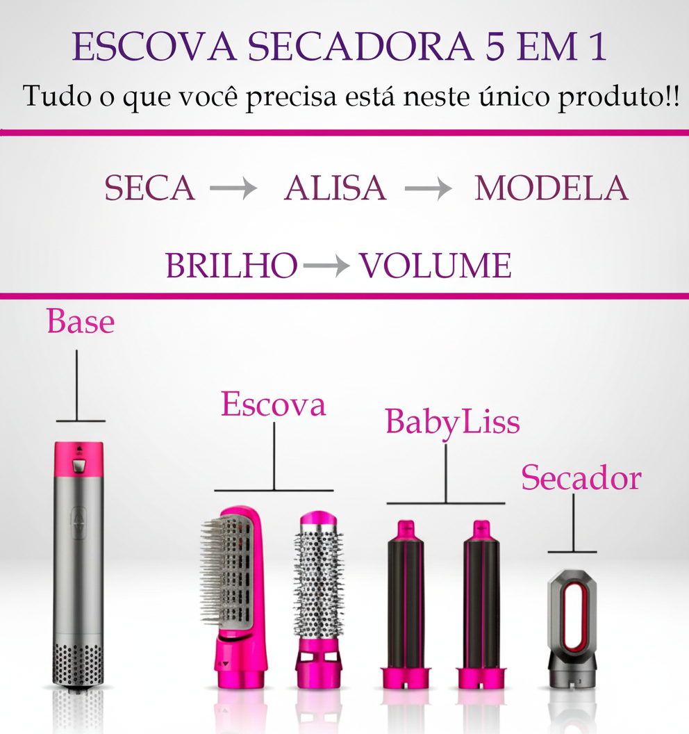 SECADOR Y CEPILLO  5 EN 1